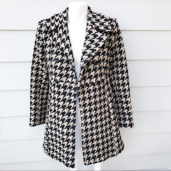 Frenchi Jackets & Blazers - Frenchi Wool Double Breasted Houndstooth Coat